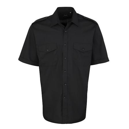 Premier Herr Kortärmad Pilotskjorta 15in Svart Black 15in