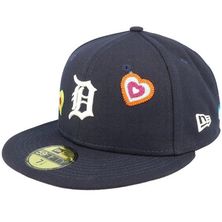 New Era - MLB Blauw fitted Cap - Detroit Tigers 59FIFTY Chainstitchheart Navy Fitted @ Hatstore