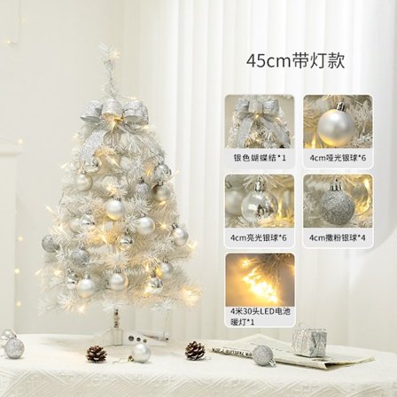 Mini julgran Jul vit dekorativ träd set hem skrivbord julgransprydnader