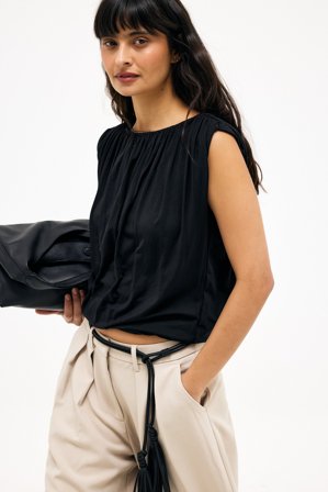 Premium Selection Haut drapé sans manches - - Noir - L