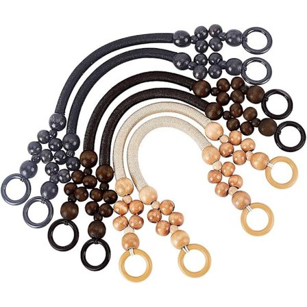 Dww-3 väriä 6 kpl helmi puinen laukku kahvat, nylon köysi käsilaukku hihnat korvaava laukku kahva olkalaukku henkilökohtainen käsilaukku