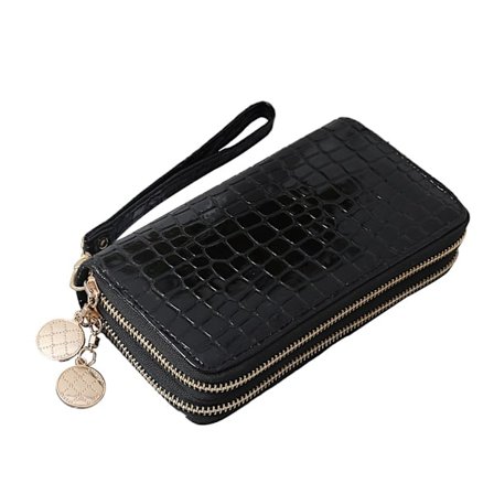 Lær Zip Around Lommebok Stor Kapasitet Kredittkort Lang Lommebok Clutch Håndleddsveske