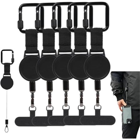 1–10-pakning uttrekkbar tyverisikker telefonholder, lettvekts telefonstropp med sikker klips