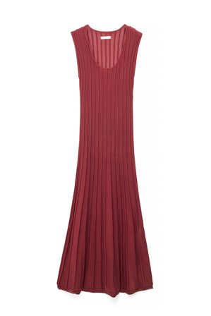 NA-KD Robe longue en maille côtelée à encolure ronde - Robes Pull - Rouge - M