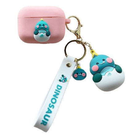 AirPods Pro skyddsfodral med söt dinosauriefigur - Rosa