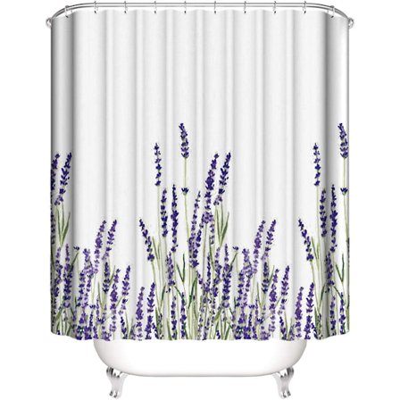 Duschdraperi med lavendelmönster och 12 krokar 150 cm X 180 cm