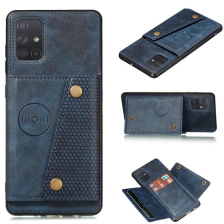 Samsung Galaxy A52 / A52s - Läder Skal Med Kortfack Och Magnet - Blue Blå