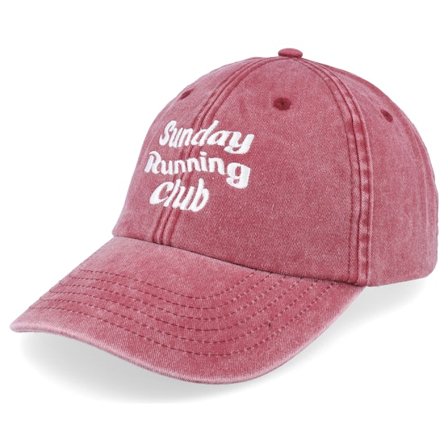 Iconic - Sunday Running Club Washed Red Dad Cap Unconstructed Red Cap - @ Hatstore
