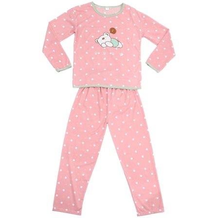 Sarjakuva Pitkähihainen Pyjamasetti Syksy Yöasut Puuvilla Loungewear Kotiasu Puku Naisille Koko M (Nukkuva Karhu)