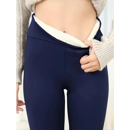 Heltäckande Sherpa-fodrade leggings med varm plysch, avslappnade stretchiga leggings med hög midja, damkläder blå XXL blue