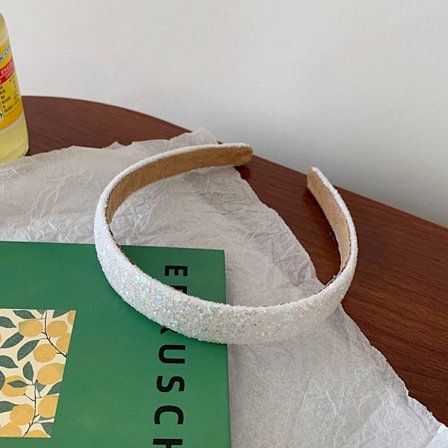 Glitter Pailletter Pandebånd Brede Pandebånd HVID