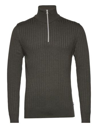 Jacksen Cotton Rib Half Zip Knit Black Kronstadt