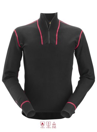 Snickers Workwear 9462 ProtecWork Undertrøje sort, kort lynlås XXL, Tøj