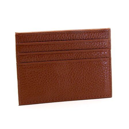 Stilrent smalt kortfodral / korthållare i äkta läder - Brun