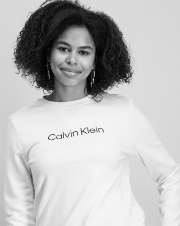 Calvin Klein INST. LOGO REGULAR CN Biały Swetry Dziewczyna - Kids Brand Store