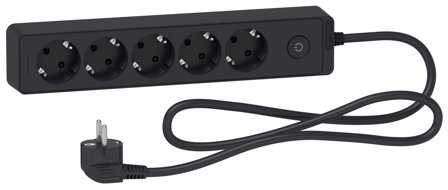 Schneider Electric Unica Extend Grenuttag 5-vägs, brytare, jordat, 1.5 m Antracitgrå, Anslutningsdon & kablar