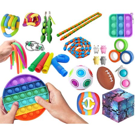30-pack Fidget Toys - Pop It, Stressboll, Dimple, Bönor m.m. multifärg
