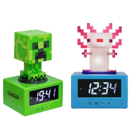 Minecraft Axolotl Väckarklocka Lampa – LED Lysande Bordsklocka Dekoration