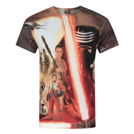 Star Wars Mens Force Awakens Hjältar & Skurkar Sublimering T-shirt