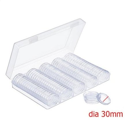 100 KPL 30 mm Kolikkokotelot Kolikkokokoelma Laatikko Kotelo Kolikot