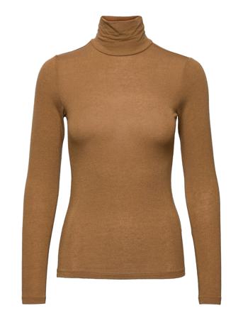 Yaswoola Ls High Neck Top Brown YAS