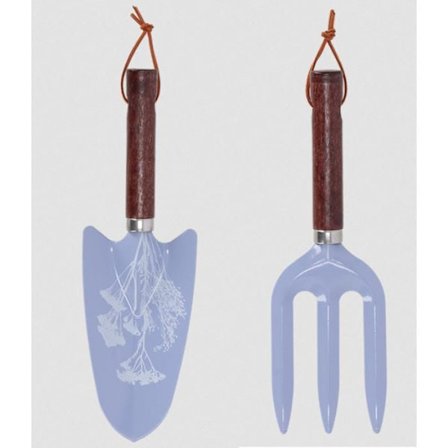 Sæt med 2 haveværktøjer i træ og metal - Blå - H 27 cm
