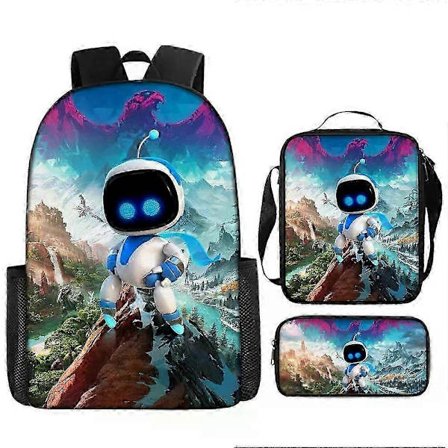 Astro Bot Rygsæk til Skole, Robot-Tema Skoletaske med Penalhus [YDE]