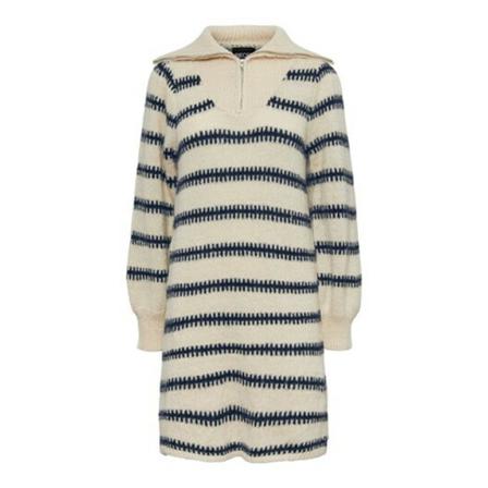 Pieces, Pcnadine LS Half ZIP Knit Dress Beige, Dames, Maat:L