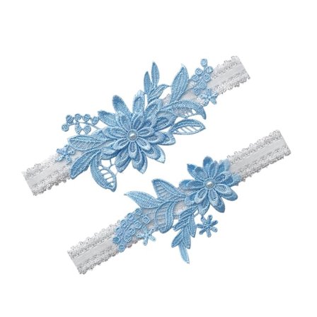 2 stycken bröllopsslyngor Daisy Lace Brudslingsa Handsydda Falska Pärlor Slinga för Brud