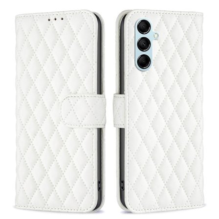 Rombuskuvioinen matta läppäkotelo Samsung Galaxy M14 - Valkoinen