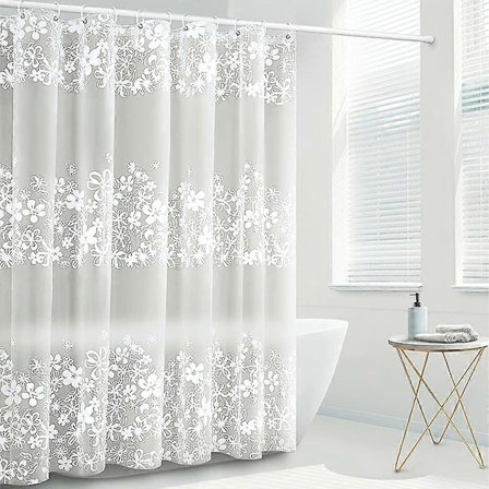 Dusjforheng, [anti-mugg] [vannavstøtende] baderomsforheng med 12 dusjforhengringer, vaskbart 180 x 180 cm badeforheng i tekstil laget av anti-