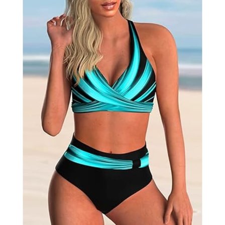 Dam Baddräkter Hög Midja Tvådelad Push-Up Triangel Bantande Klassisk Blommig Bikini Set Tie-Dye Chic