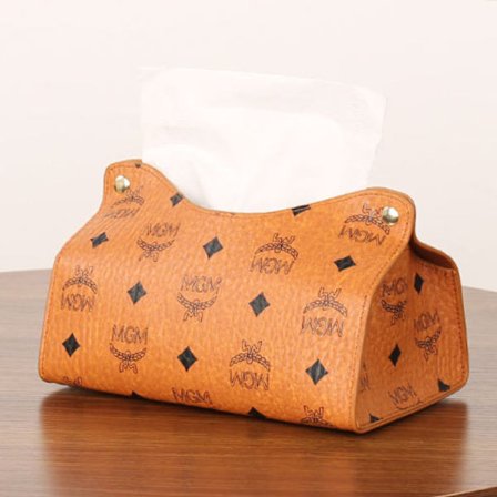 Pappershanddukslåda Behållare Pu Mönster Servetthållare Papper Väska Kosmetisk Väska Organizer brun