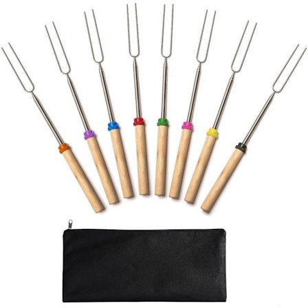 Marshmallow Sticks Kit Förlängningsrostare 32 cm Set med 8 teleskoperande rostfritt stål.