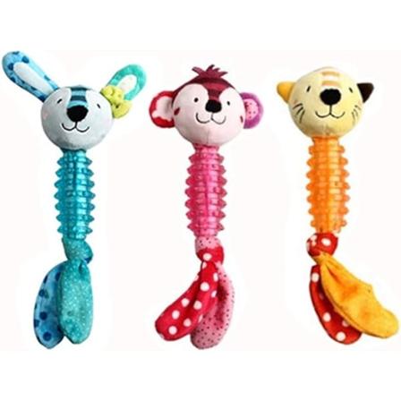 3 stycken Squeak Toys för hundar, hållbar TPR och plysch tuggleksak för små och medelstora hundar