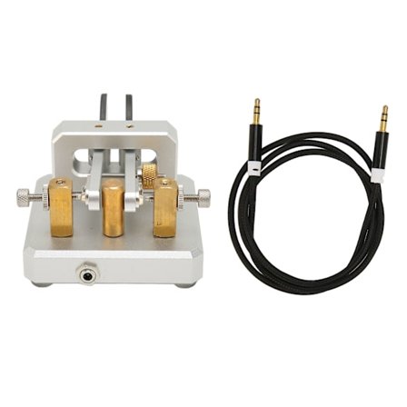 Automatisk Bærbar CW Morse Kode Telegrafnøgle Dobbelt Padle Kortbølge Sølv