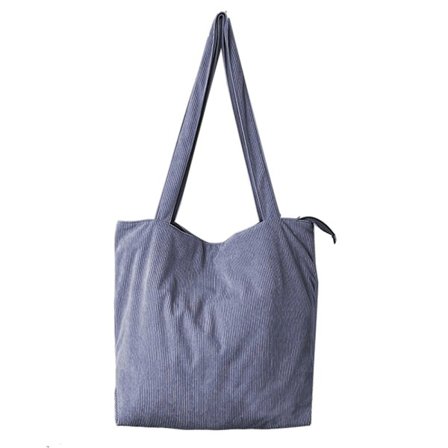 Kordfløyel tote bag for kvinner, Casual håndvesker for kvinner Stor mørkegrå_tfrf