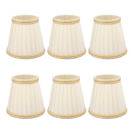 6 stk små lampeskjermer, clip-on, trommel, stoff, for lysekroner, lyspærer, belysningstilbehør