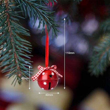 2 kæmpe dekorative metal klokker til juletræ Jingle Bells Flerfarvede Røde og Hvide Metal Klokker 4 * 4cm