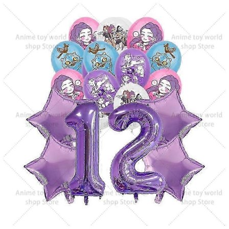 KPop Demon Hunters Födelsedagsfest Set för Barn - Tallrikar, Muggar, Ballonger, Tårtdekoration, Dukar Bordsdekorationer