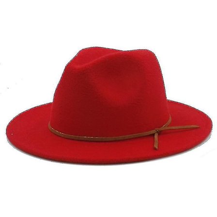 Outback Fedora Hat med Bred Skygge Rød