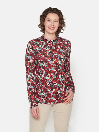 BRANDTEX - Langærmet T-shirt - Rød Mix - Mønstret