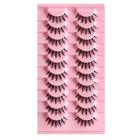 Clear-Band lösögonfransar Cat-Eyes Wispy Natural Faux Mink Fransar Lätt volym Korta falska ögonfransar Manga Fransar F