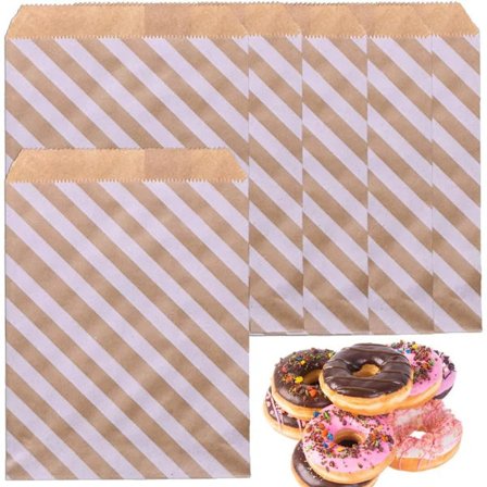 Ränder - 100 bruna kraftpapperspåsar med botten, godispåsar, DIY-kraftpapperspåsar, kraftpåsar, presentpåsar av papper, A