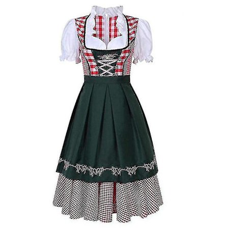 Traditionel Oktoberfest-kostume til kvinder - tysk ølkone Dirndl-kjole med forklæde - cosplay-kostume til fest - XS-6XL Plus Size -a