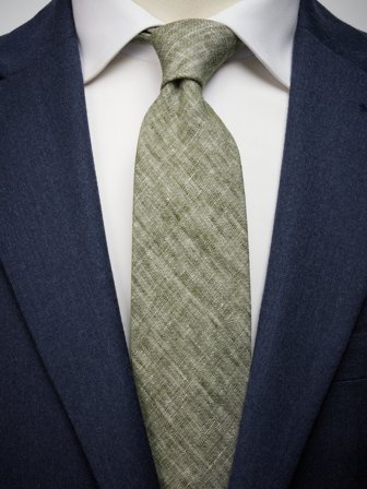 John Henric Men's Olive Green Tie Linen Size 7,5