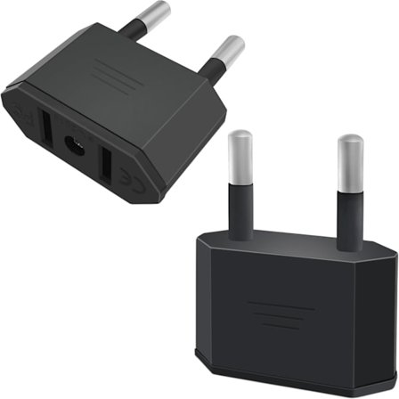 2 st USA Plug Adapter, USA till Frankrike Adapter, USA till Tyskland Adapter Plug, USA till EU Reseplugg, EU Plug Adapter Svart