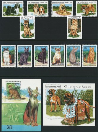 Cambodja 1999 - 2 sæt med 6 frimærker og 2 miniark - Postfrisk