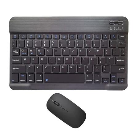 Ladattava Bluetooth-näppäimistö ja -hiiriyhdistelmä Ohut kannettava kompakti langaton hiirisetti Android Windows -tabletille, iPadiin, iOS:lle black