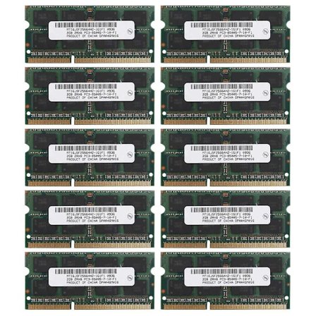 10x DDR3 2GB Laptop Hukommelse RAM 2Rx8 PC3-8500S 1066MHz 204-pin 1.5V Notebook RAM